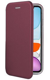 Луксозен кожен калъф тефтер ултра тънък Wallet FLEXI и стойка за Apple iPhone 11 6.1 бордо 